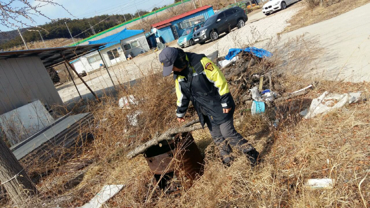 서산소방서, 쓰레기 소각 현장 안전조치 모습