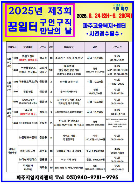 파주시 '제3회 구인 구직 만남의 날' 개최 - 뉴스 썸네일 이미지